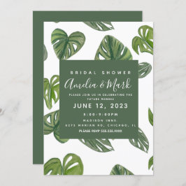 Hand Watercolor Monstera Adansonii Leaf Bridal Einladung