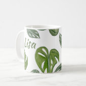 Hand Watercolor Monstera Adansonii Leaf Bridal Kaffeetasse (Vorderseite Links)