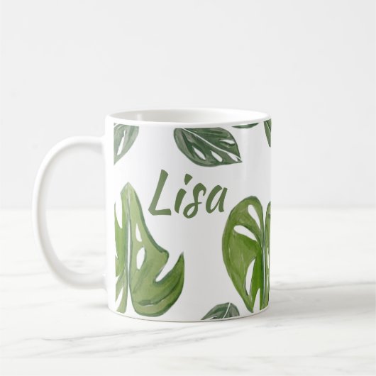 Hand Watercolor Monstera Adansonii Leaf Bridal Kaffeetasse (Links)
