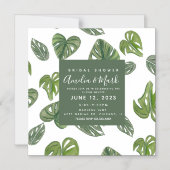 Hand Watercolor Monstera Adansonii Leaf Bridal Magneteinladung (Vorderseite)