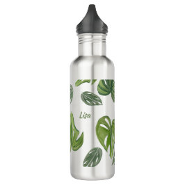 Hand Watercolor Monstera Adansonii Leaf Edelstahlflasche