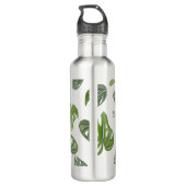 Hand Watercolor Monstera Adansonii Leaf Edelstahlflasche (Rückseite)