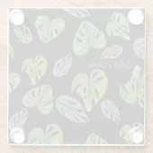 Hand Watercolor Monstera Adansonii Leaf Wedding Glasuntersetzer (Rückseite)