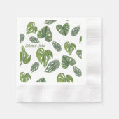 Hand Watercolor Monstera Adansonii Leaf Wedding Serviette (Vorderseite)