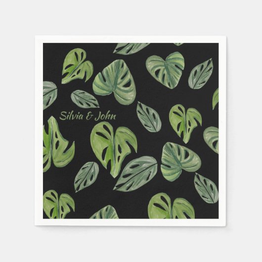 Hand Watercolor Monstera Adansonii Leaf Wedding Serviette (Vorderseite)