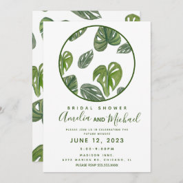 Hand Watercolor Monstera und Adansonii Leaf Bridal Einladung