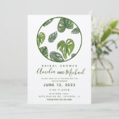 Hand Watercolor Monstera und Adansonii Leaf Bridal Einladung (Stehend Vorderseite)