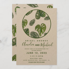 Hand Watercolor Monstera und Adansonii Leaf Bridal Einladung