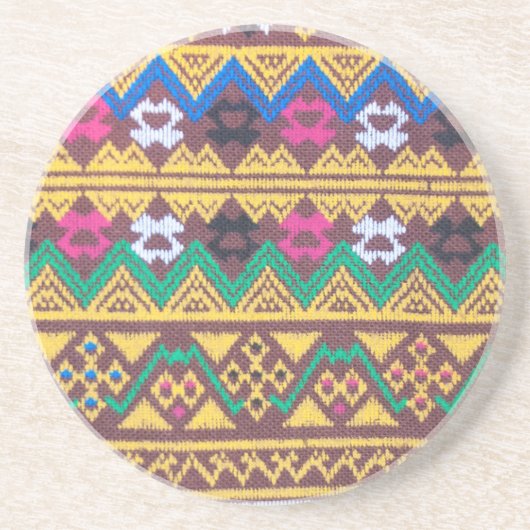 Hand Woven Thai Seidenmuster Sandstein Untersetzer (Vorne)