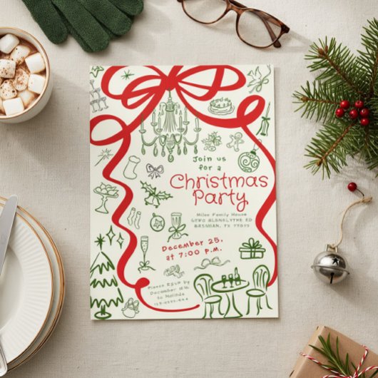 Hand Write Christmas Party Einladung