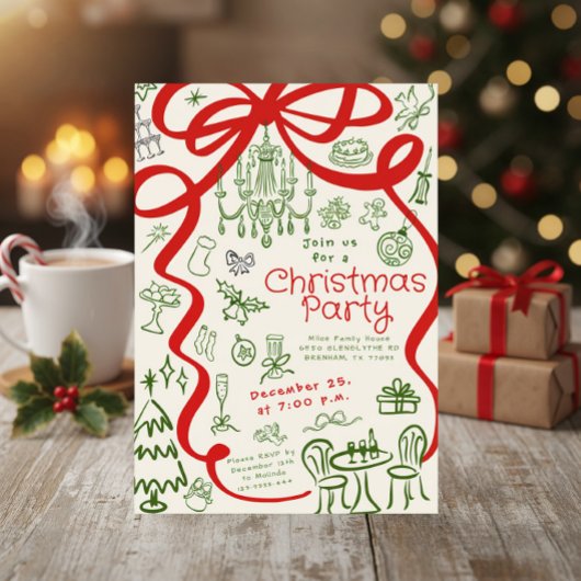 Hand Write Christmas Party Einladung