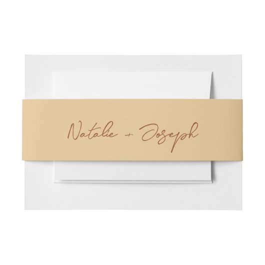  Hand Written Beige Fun Calligraphy Boho Wedding Einladungsbanderole (Vorderseite Beispiel)