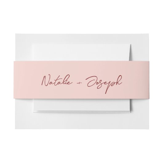 Hand Written Burgundy Pink Whimsical Wedding Einladungsbanderole (Vorderseite Beispiel)
