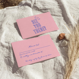 Hand Written Colorful Retro Funky Wedding Details RSVP Karte