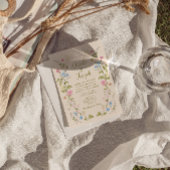 Hand Written Drawn Floral Summer QR Code Wedding Einladung