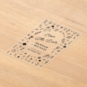 Hand Written Drawn Sketch Flowers Wedding Acryleinladungen (Ablage )