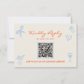 Hand Written Drawn Whimsical QR Code Wedding RSVP Karte (Vorderseite)