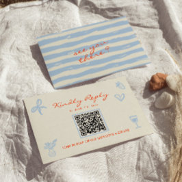 Hand Written Drawn Whimsical QR Code Wedding RSVP Karte