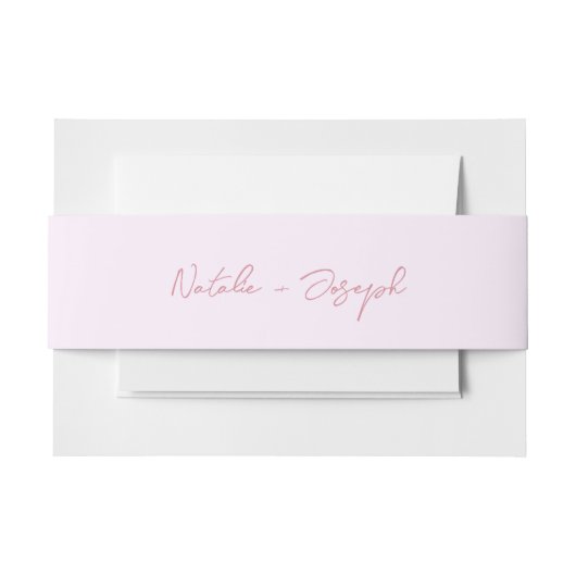 Hand Written Pink Retro Calligraphy Boho Wedding Einladungsbanderole (Vorderseite Beispiel)