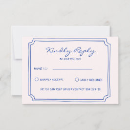 Hand Written Pinstripes Painted Italian Wedding  RSVP Karte