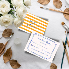 Hand Written Pinstripes Painted Italian Wedding  RSVP Karte