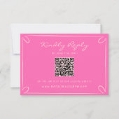 Hand Written Pinstripes Whimsical QR Code Wedding RSVP Karte (Vorderseite)