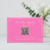 Hand Written Pinstripes Whimsical QR Code Wedding RSVP Karte (Stehend Vorderseite)