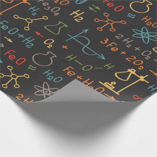 Hand zeichn Chemie auf schwarzem Hintergrund. Vint Geschenkpapier (Ecke)