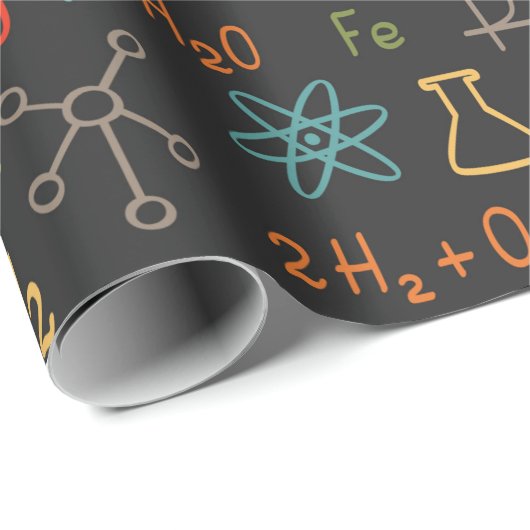 Hand zeichn Chemie auf schwarzem Hintergrund. Vint Geschenkpapier (Rolleneckpunkt)