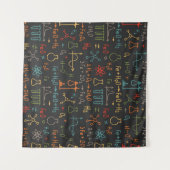 Hand zeichn Chemie auf schwarzem Hintergrund. Vint Wandteppich (Vorderseite (Horizontal))