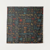 Hand zeichn Chemie auf schwarzem Hintergrund. Vint Wandteppich (Vorderseite)