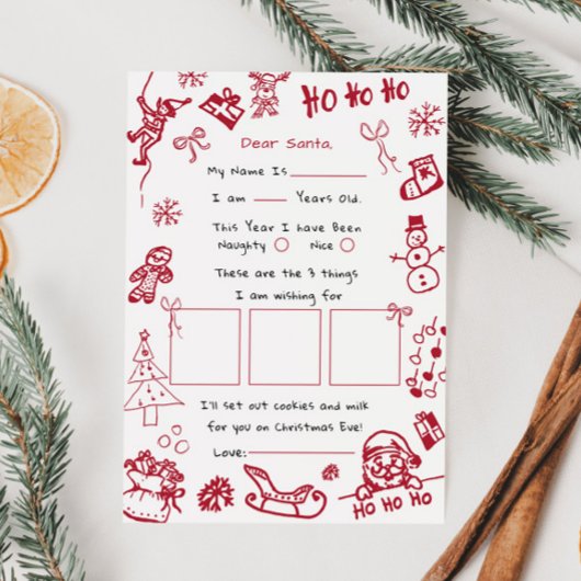 Hand Zeichn Doodle Brief für den Weihnachtsmann, d Einladung