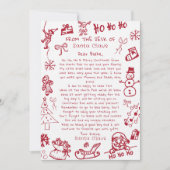 Hand Zeichn Doodle Brief vom Weihnachtsmann Einladung (Vorderseite)