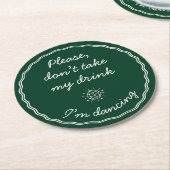 Hand Zeichn Emerald Green Handwriting Runder Pappuntersetzer (Angewinkelt)