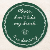 Hand Zeichn Emerald Green Handwriting Runder Pappuntersetzer (Vorderseite)