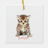 Hand Zeichn Funny Siberian Cat Japan Geschenk Vate Keramikornament (Vorderseite)