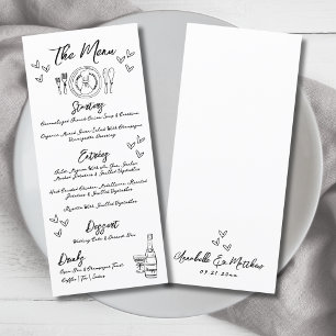 Hand Zeichn Quirky Whimsical Wedding Menükarte