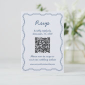 Hand Zeichn Retro Blue Handwriting RSVP Card (Stehend Vorderseite)