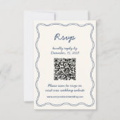 Hand Zeichn Retro Blue Handwriting RSVP Card Karte (Vorderseite)