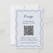 Hand Zeichn Retro Blue Handwriting RSVP Card Karte (Vorderseite)