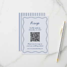 Hand Zeichn Retro Blue Handwriting RSVP Card Karte