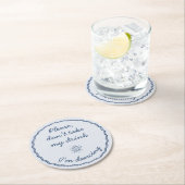 Hand Zeichn Retro Blue Handwriting Wedding Runder Pappuntersetzer (Vor Ort)