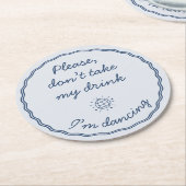 Hand Zeichn Retro Blue Handwriting Wedding Runder Pappuntersetzer (Angewinkelt)