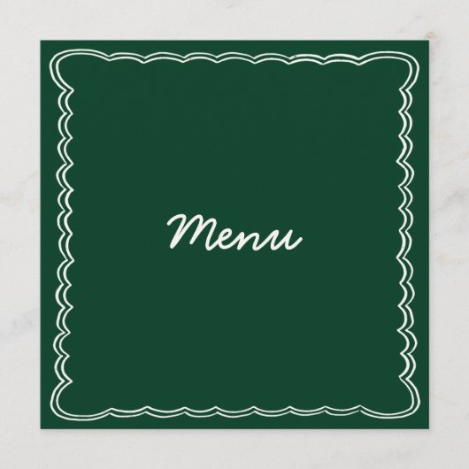 Hand Zeichn Retro Green Handwriting Wedding Menu Menükarte (Vorderseite)