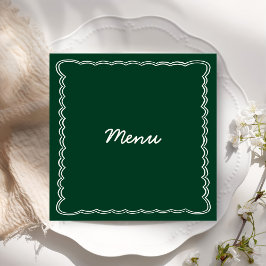 Hand Zeichn Retro Green Handwriting Wedding Menu Menükarte