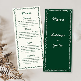 Hand Zeichn Retro Green Handwriting Wedding Menu Menükarte