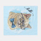 Hand zeichne lustige britische Katze in Brillen Fleecedecke (Vorderseite (Horizontal))