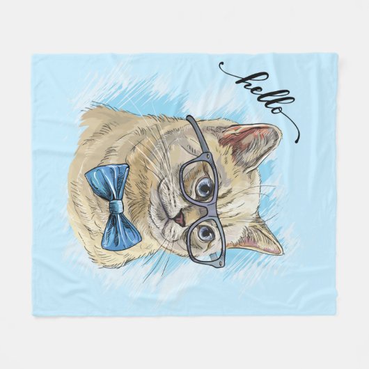 Hand zeichne lustige britische Katze in Brillen Fleecedecke (Vorderseite (Horizontal))