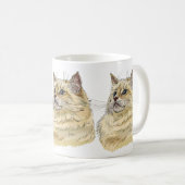 Hand zeichne lustige, flauschige Ragdoll-Katze Kaffeetasse (VorderseiteRechts)