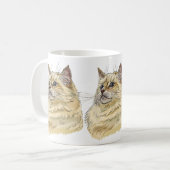 Hand zeichne lustige, flauschige Ragdoll-Katze Kaffeetasse (Vorderseite Links)